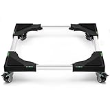Humagineer Soporte Lavadora Secadora Carga 200KG, Ancho Regulable 40-60cm, Base para Lavadora de Muebles y Exterior, Plataforma con Ruedas con Freno, Antideslizante, Antivibración, Negro