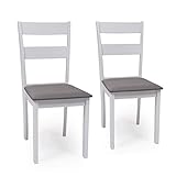 Pack de 2 sillas de Comedor o Cocina Dallas Estructura Madera lacada Color Blanco Asiento tapizado Color Gris