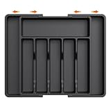 TTSTOIEE Bandeja para cubiertos para cajones, soporte para cubiertos ajustable para cajones de cocina, bandeja para cajones de cocina, organizador de cubiertos para cucharas, tenedores (negro)