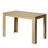 FURNITABLE Mesa de comedor, mesa de cocina de madera, estilo escandinavo, mesa para 4-6 personas, 120 x 70 x 75 cm, roble