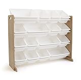 Humble Crew estantería para niños, estantería organizadora para juguetes con 16 cajas de almacenamiento, natural/blanco