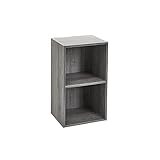 LOLAhome Estantería Cubo de Madera para Despacho, Librería, Dormitorio o Despensa (Gris, 2 estantes (54 cm))