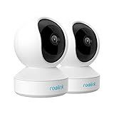 Reolink 4MP Camara Vigilancia WiFi Interior 2.4GHz 5GHz, Vision Nocturna, Cámara IP con Seguimiento Automático, Alertas y Detección de Personas/Mascotas, Audio bidireccional, E1 Pro(Pack de 2)