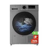 EVVO Secadora Bomba de Calor 8 kg, Selector de Tiempo, Clase Energética A++, Aire Frío para Prendas Delicadas, Airfresh, Sensor de Humedad, Antiarrugas, Inicio Diferido (Modelo Nature S8X)