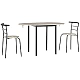 HOMCOM Juego de mesa de comedor de 3 cucharaditas con 2 sillas y 1 mesa ovalada con mesa plegable para espacios pequeños, acero MDF natural+negro 120 x 60 x 75 cm