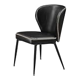 VASAGLE EKHO Colección - Silla de Comedor, Silla de Cocina Tapizada, Cuero Sintético con Costuras, Moderno Siglo Medio, Sala de Estar Recepción Restaurante, Negro Tinta LDC180B01