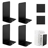 Sujetalibros de Metal - Pack de 2 Piezas (4 Soportes) - Sujeta Libros Estanteria Resistente para Oficina, Escuela, Hogar, Biblioteca o Estanterías - 19,5 x 13 x 9,5 cm