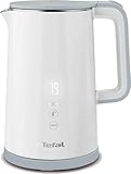 Tefal KO6931 Sense Hervidor de agua, capacidad de 1,5 l, pantalla digital, 5 niveles de temperatura, base de 360°, indicador de nivel de agua, filtro de cal extraíble, función de mantenimiento del