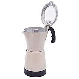 Queeucaer Cafetera eléctrica con base, para 6 tazas de espresso: 300 ml, 480 W, aleación de aluminio, color blanco arroz