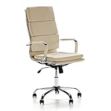 VS Venta-stock Sillón de Oficina Morgan reclinable Taupe, Piel sintética, Silla ejecutiva con reposacabezas y conjín engrosados, Altura Ajustable, Diseño ergonómico