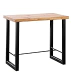 Home Heavenly® - Mesa Alta Industrial Darek 120x70 cm, Mesa de Bar o Cocina, Mesa de Madera y Patas metálicas en ‘U’ con reposapiés. (Roble Nordish - Negro)