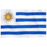 Runesol Bandera de Uruguay, 91x152cm, 3ft x 5ft, 4 Ojales, Ojal en Cada Esquina, Bandera Uruguaya, República Oriental de Uruguay, Banderas Premium, Interior, Exterior