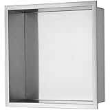 VEVOR Nicho Empotrable para Baño 33,02x33,02 cm Nicho de Ducha Montado en Pared Estante Doble Acero Inoxidable 304 Sellado Impermeable Fácil de Limpiar para Almacenamiento Jabón Ducha Baño, Plata