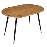 Toilinux.com Mesa extensible ovalada para 4 a 6 personas, efecto madera, 120 a 160 cm