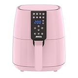 Jocca - Freidora De Aire Sin Aceite 3,8L Rosa, Air Fryer Digital 1450W, 8 Programas Automáticos, Pantalla LED Táctil, Temporizador, Temperatura Ajustable, Recetario Incluido, Fácil De Limpiar