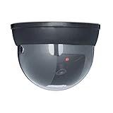 Relaxdays Domo Dummy Camera con luz LED, con parpadeo ajustable, cámara de seguridad, cámara falsa, negro