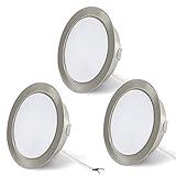 URing Juego de 3 Focos LED empotrables para muebles, 12V 3,5W G4 3000K 300LM luz blanca cálida, regulable, cable de conexión de 15 cm,niquel pulido,Empotrable Led Alternativa a las halógenas lámparas
