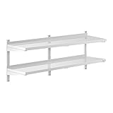Royal Catering Estante De Pared Metálico Estantería Para Cocina RCWR-1500.4 (Capacidad: 40 kg, Acero Inoxidable, 2 baldas, 40 x 150 cm)