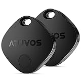 ATUVOS Air Tag Smart Tracker 2 Pack Negro, Buscador de Objetos Bluetooth Funciona con Buscar Apple (Sólo iOS, Android no Compatible), Localizador para Llaves, Carteras, Equipaje, Batería Reemplazable