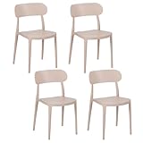 LOLAhome Set de 4 sillas de Comedor de diseño apilable Taupe de Polipropileno de 48x50x80 cm