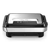 Tefal Inicio Compact GC270D10 - Parrilla de contacto y panin 2 en 1, 1000 W, diseño compacto, carcasa de acero inoxidable, bandeja colectora de zumo, placas antiadherentes, acero inoxidable/negro