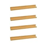 LOLAhome | Set de 4 Repisas de Pared | Balda Flotante Madera| Estante con Bordes | Estanteria Estrecha para Cuadros Fotos y Decoracion Natural De 60x9x5 cm