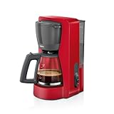 Bosch - Cafetera de Goteo, Jarra de Cristal Ergonómica, Depósito de Agua Extraible, Filtro Extraible, Apagado Automático, Anti Goteo, Rojo, TKA2M114