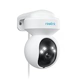 Reolink 4K PTZ Camara Vigilancia PoE con focos de Movimiento, Zoom óptico 3X, detección de Personas/vehículos/Mascotas, Audio Bidireccional y Acceso Remoto, E1 Outdoor PoE