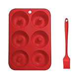 Moldes de Silicona para Dónut, 1 Molde de Silicona Donut, 6 Cavidades Rosquillas Antiadherentes Bandeja, para Hacer Galletas, Magdalenas, 1pc Cepillo de silicona