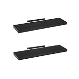 LOLAhome Set de 2 estantes de Pared flotantes de MDF Negro Decorativo,Balda de Pared, De 23x80 cm para Salón, Cocina, Oficina, Dormitorio,Resistente