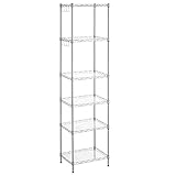 SONGMICS Estantería Metálica de 6 Niveles, Estanteía de Malla con Estantes Ajustables, Paneles de PP, 8 Ganchos, Carga Máxima de 120 kg, para Salón, Garaje, Plata LGR116E01