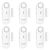 TECKNET Alarmas de Puertas y Ventanas, Sensor Puerta Alarmas para Casa, Alarma y Timbre 2 en 1, Control de Volumen de 3 Niveles, Alarma Puerta con Sirena para Hogar, Tienda, Oficina, Garaje (6 PCS)