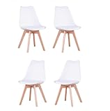 IZTOSS Juego de 4 sillas de cocina modernas, 4 sillas de comedor con patas de madera, cómodo cojín de asiento de espuma (B-Blanco-4 piezas)