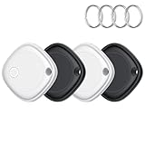Smart Air Tag Tracker 4 Pack, Buscador de Objetos Bluetooth Funciona con Buscar Apple (Sólo iOS, Android no Compatible), Rastreo Mundial, Rastreador para Llaves/Equipaje/Cartera, Batería Reemplazable