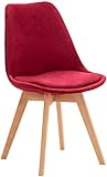 CLP Silla De Comedor Linares En Tela, Terciopelo o En Polipropileno & Cojín En Simil Cuero I Silla De Salón Nórdica con Base De Madera I, Color:Rojo, Material de Base:Terciopelo