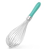 U-Taste Batidor de globo: Batidor de cocina de acero inoxidable 18/10 Batidor manual grande de 30 cm con 12 alambres de alta flexibilidad y mango de silicona para batir, mezclar masa (Aqua Sky)