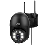 ENSTER 2.5K 4MP Camara Vigilancia WiFi Exterior, 2,4Ghz/5Ghz WiFi PTZ IP Cámara Exterior con Detección Humana Seguimiento Automático, Visión Nocturna en Color