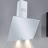 Gurari 286,8 - Bonete de pared de 80 cm, deluxe,3 velocidades, 1000 m3/h, LED, temporizador, cristal blanco, extracción/recirculación, ClearTouch Control y mando a distancia