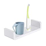 XunHe Estante de Baño De Plástico, Estante de Almacenamiento Autoadhesivo sin Taladrar Montado En La Pared, Succión Rústico En Forma de U Estantes Flotantes Baño Organizador Ducha Caddie (Medio)
