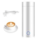 Riisoyu Hervidor Agua Electrico, 3 en 1 Hervidor de Agua Pequeño y Mini Termo Hervidor de Viaje Inoxidable Hervidor Eléctrico Portátil Apagado Automático para Hacer Leche, Café y Té, Blanco