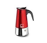 IBILI - Cafetera express Moca Rosso, 10 tazas, 460 ml, Acero Inoxidable, Apto para inducción