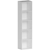 Vida Designs Librería Oxford con forma de cubo de 5 niveles, estantería de madera blanca, unidad de almacenamiento para muebles de oficina y sala de estar