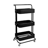 T-LoVendo Carro De Cocina Metalico con Ruedas. Carrito Auxiliar Multiuso.3 Cajones de Almacenamiento. 85x43x37cm. Ideal para Frutas, Verduras, Cocina, Salón, Oficina. Color Negro