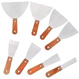 Raspador de Parrilla 8pcs, Espatula Cocina Acero Inoxidable con Mango de Madera y Hoja de Metal, para Alimentos Cocina, Suministros Limpieza, Restaurantes Cocina Barbacoa