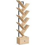 HOOBRO Librería en Forma de Árbol, Libería de Pie con 9 Niveles, Organizador de Libros, Estantería para CD/DVD/Libros, Estilo Vintage, para Salón, Estudio, Madera Natural y Negro EBN18SJ01G1