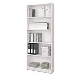 Habitdesign Estantería de Oficina Alta, Estanteria Despacho, Modelo Stylus, Acabado en Color Blanco Artik, Medidas: 201 cm (Alto) x 80 cm (Ancho) x 28 cm (Fondo)