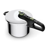 Tefal Olla a presión Secure Trendy 4L - Dos programas, verdura y carne, comidas más rápidas, resultados tiernos, tapa de cocción a presión, compatible con inducción, hasta 4 personas