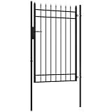 Outsunny Puerta de Jardín Puerta para Valla de Acero Galvanizado con Decoración de Flechas Cerradura y Llaves Puerta para Exterior Patio 107x204 cm Negro