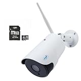 PNI Paquete de cámara de videovigilancia IP inalámbrica House IP52 2MP 1080P + Tarjeta de Memoria MicroSD 128GB con Adaptador SD