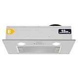 CIARRA Campana extractora de 52 cm 300 m³/h campana integrada de acero inoxidable 3 niveles de potencia compatible con filtro de carbón activo CBCF005